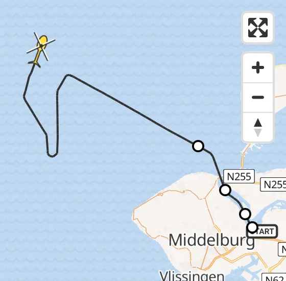 Vlucht Kustwachthelikopter PH-NCG van Vliegveld Midden-Zeeland naar  op zondag 28 juli 2024 10:59