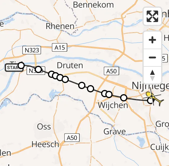 Vlucht Traumahelikopter PH-LLN van Tiel naar Radboud Universitair Medisch Centrum op zondag 28 juli 2024 13:08