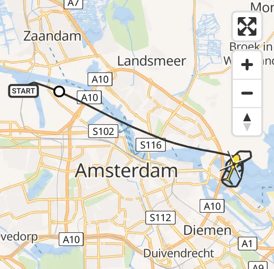 Vlucht Traumahelikopter PH-DOC van Amsterdam Heliport naar Amsterdam op zondag 28 juli 2024 15:35