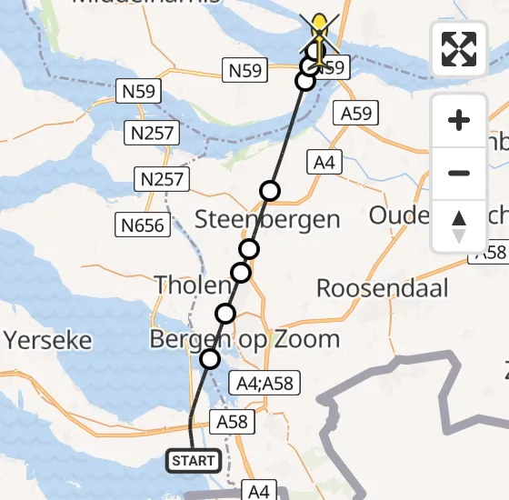Vlucht Traumahelikopter PH-HVB van Rilland naar Zuid-Beijerland op zondag 28 juli 2024 15:48