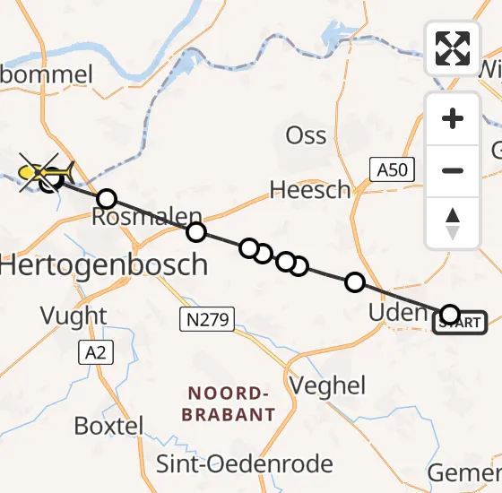 Vlucht Traumahelikopter PH-LLN van Vliegbasis Volkel naar Hedel op zondag 28 juli 2024 16:48