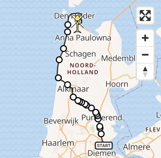 Vlucht Kustwachthelikopter PH-SAR van Amsterdam naar Vliegveld De Kooy op zondag 28 juli 2024 16:57