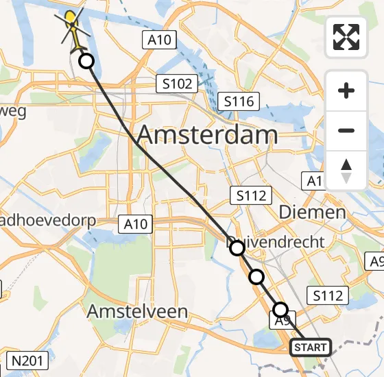 Vlucht Traumahelikopter PH-DOC van Academisch Medisch Centrum (AMC) naar Amsterdam Heliport op zondag 28 juli 2024 17:26