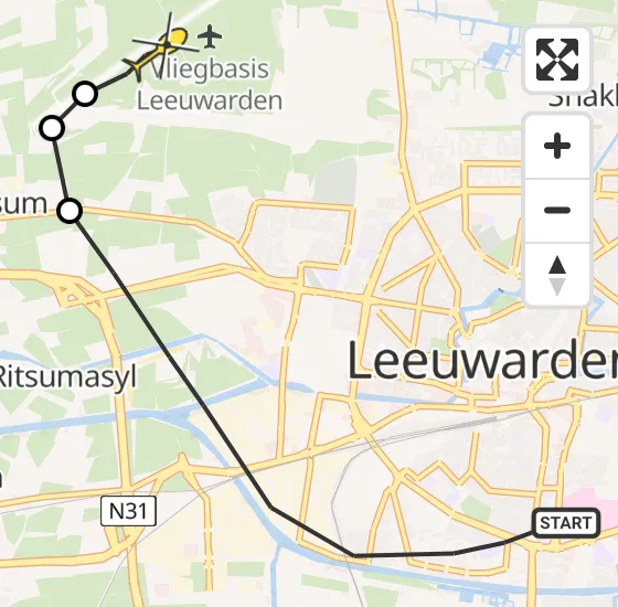 Vlucht Ambulancehelikopter PH-HOW van Leeuwarden naar Vliegbasis Leeuwarden op zondag 28 juli 2024 18:35