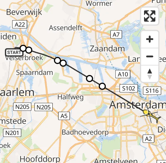 Vlucht Traumahelikopter PH-DOC van Santpoort-Noord naar Amsterdam op zondag 28 juli 2024 19:13