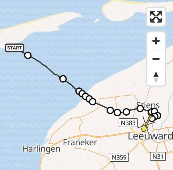 Vlucht Ambulancehelikopter PH-HOW van Formerum naar Vliegbasis Leeuwarden op zondag 28 juli 2024 22:19