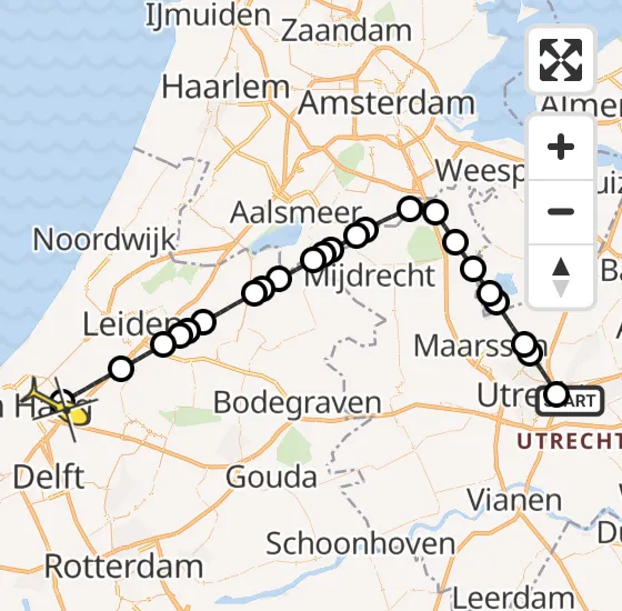 Vlucht Traumahelikopter PH-DOC van Universitair Medisch Centrum Utrecht naar Voorburg op maandag 29 juli 2024 3:46