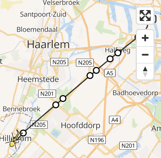 Vlucht Traumahelikopter PH-DOC van Amsterdam Heliport naar Hillegom op maandag 29 juli 2024 6:08