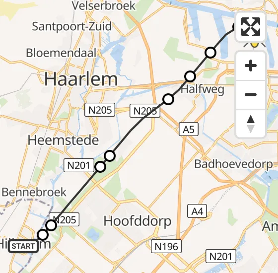 Vlucht Traumahelikopter PH-DOC van Hillegom naar Amsterdam Heliport op maandag 29 juli 2024 6:29