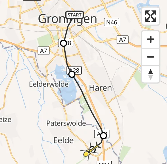 Vlucht Traumahelikopter PH-MAA van Universitair Medisch Centrum Groningen naar Groningen Airport Eelde op maandag 29 juli 2024 9:26