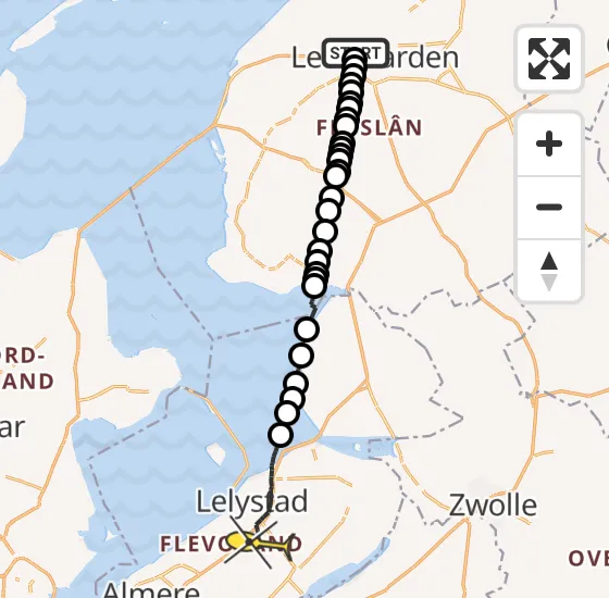Vlucht Ambulancehelikopter PH-HOW van Leeuwarden naar Lelystad op maandag 29 juli 2024 12:33
