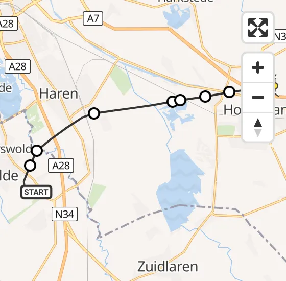 Vlucht Traumahelikopter PH-MAA van Groningen Airport Eelde naar Kolham op maandag 29 juli 2024 14:32