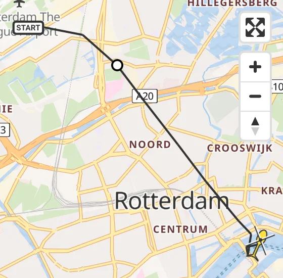 Vlucht Traumahelikopter PH-HVB van Rotterdam The Hague Airport naar Rotterdam op maandag 29 juli 2024 14:46