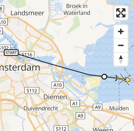 Vlucht Politiehelikopter PH-PXB van Amsterdam naar Muiden op maandag 29 juli 2024 15:33