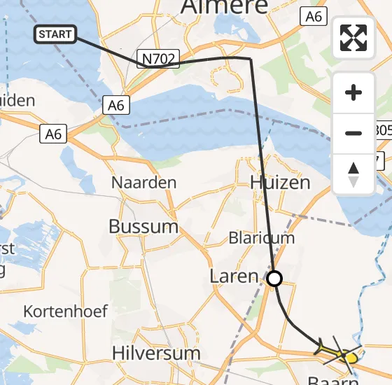 Vlucht Politiehelikopter PH-PXB van Almere naar Eemnes op maandag 29 juli 2024 15:44