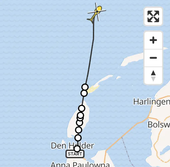 Vlucht Kustwachthelikopter PH-SAR van Vliegveld De Kooy naar  op maandag 29 juli 2024 16:57