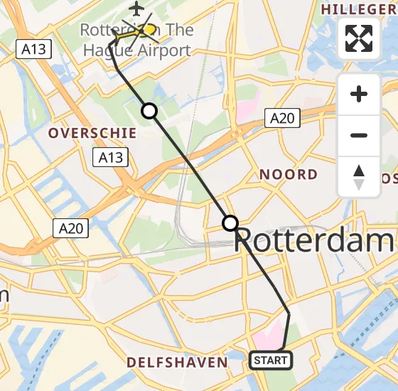 Vlucht Traumahelikopter PH-HVB van Erasmus MC naar Rotterdam The Hague Airport op maandag 29 juli 2024 18:21