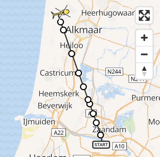 Vlucht Traumahelikopter PH-DOC van Amsterdam Heliport naar Bergen op maandag 29 juli 2024 18:29