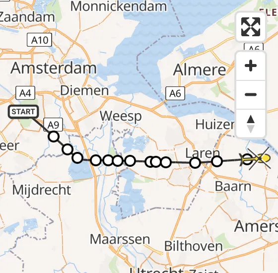Vlucht Politiehelikopter PH-PXY van Amstelveen naar Bunschoten-Spakenburg op maandag 29 juli 2024 20:03
