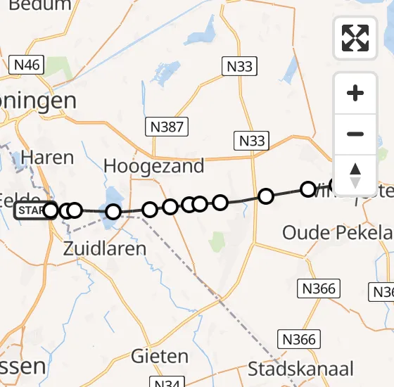Vlucht Traumahelikopter PH-MAA van Groningen Airport Eelde naar Winschoten op maandag 29 juli 2024 22:13