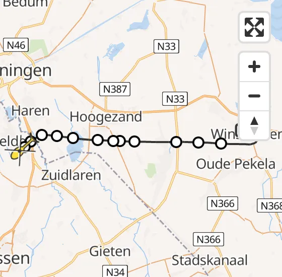 Vlucht Traumahelikopter PH-MAA van Winschoten naar Groningen Airport Eelde op maandag 29 juli 2024 22:45