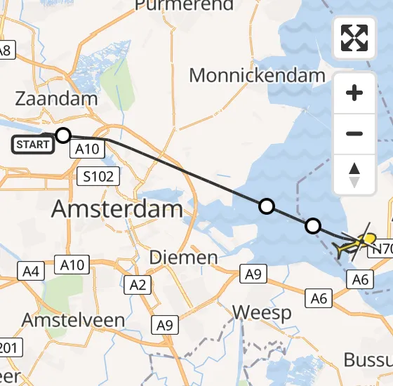 Vlucht Traumahelikopter PH-DOC van Amsterdam Heliport naar Almere op maandag 29 juli 2024 23:04