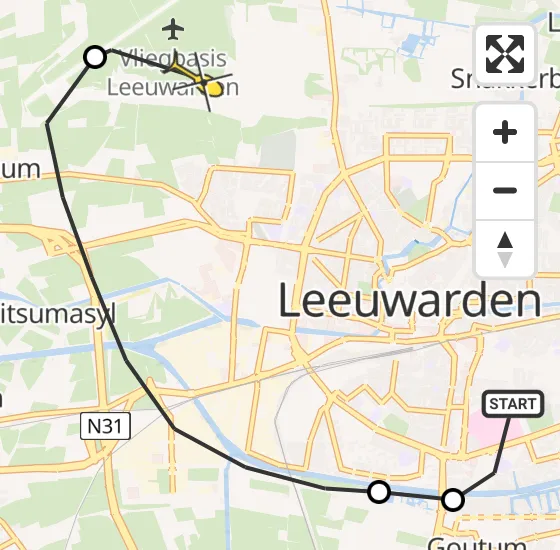 Vlucht Ambulancehelikopter PH-OOP van Leeuwarden naar Vliegbasis Leeuwarden op dinsdag 30 juli 2024 0:28