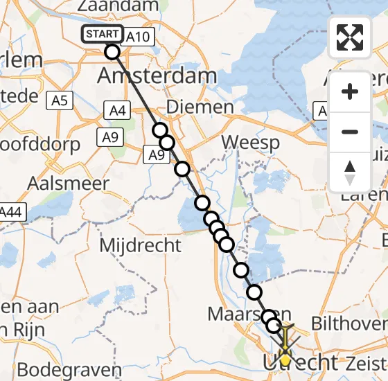 Vlucht Traumahelikopter PH-DOC van Amsterdam Heliport naar Utrecht op dinsdag 30 juli 2024 8:16