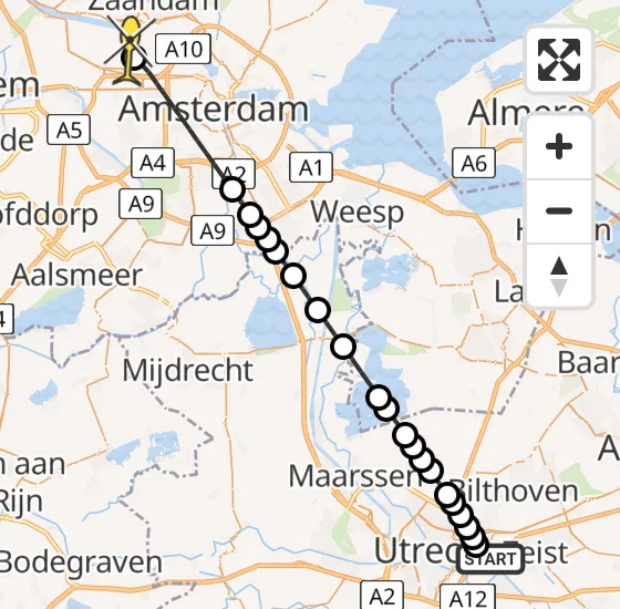 Vlucht Traumahelikopter PH-DOC van Universitair Medisch Centrum Utrecht naar Amsterdam Heliport op dinsdag 30 juli 2024 9:19