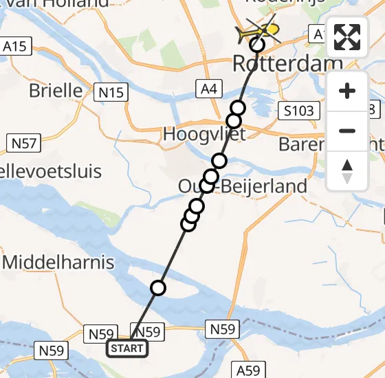 Vlucht Traumahelikopter PH-HVB van Den Bommel naar Rotterdam The Hague Airport op dinsdag 30 juli 2024 12:15