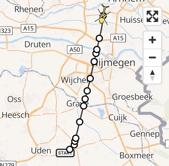Vlucht Traumahelikopter PH-LLN van Vliegbasis Volkel naar Arnhem op dinsdag 30 juli 2024 12:56