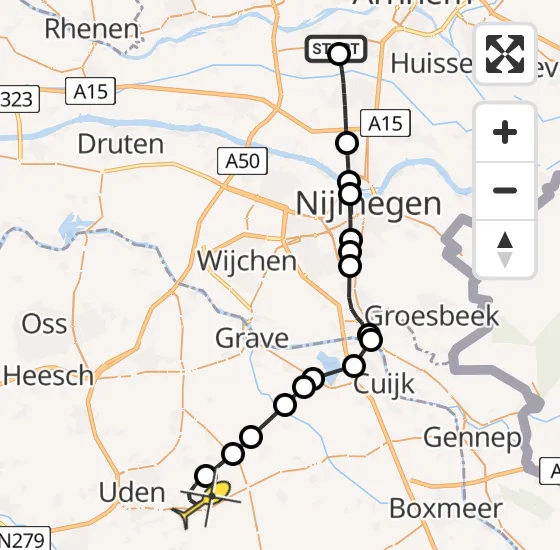 Vlucht Traumahelikopter PH-LLN van Arnhem naar Vliegbasis Volkel op dinsdag 30 juli 2024 13:26