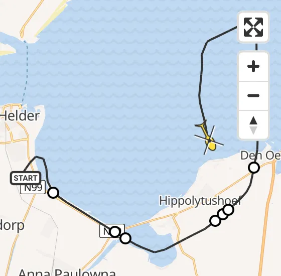 Vlucht Kustwachthelikopter PH-SAR van Vliegveld De Kooy naar Den Oever op dinsdag 30 juli 2024 14:35