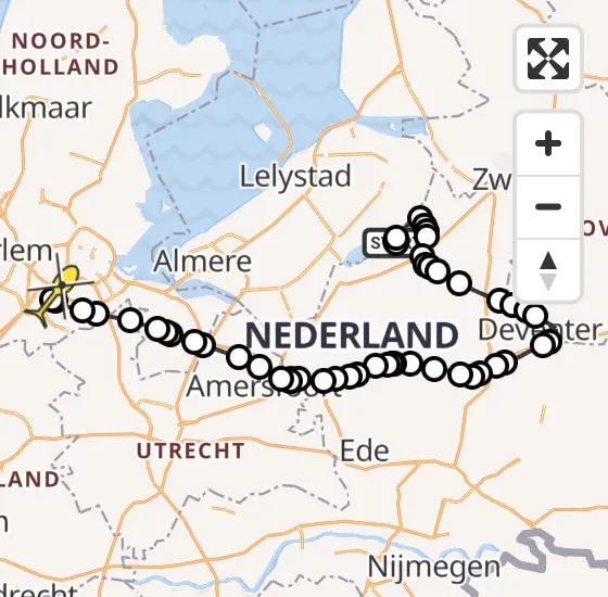 Vlucht Politiehelikopter PH-PXF van Doornspijk naar Schiphol op dinsdag 30 juli 2024 16:21