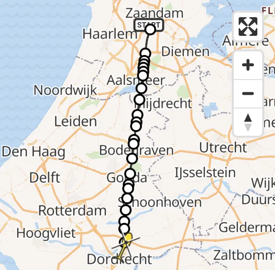 Vlucht Traumahelikopter PH-DOC van Amsterdam Heliport naar Papendrecht op dinsdag 30 juli 2024 16:32