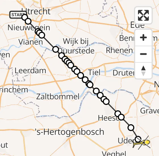 Vlucht Traumahelikopter PH-LLN van De Meern naar Vliegbasis Volkel op dinsdag 30 juli 2024 17:49