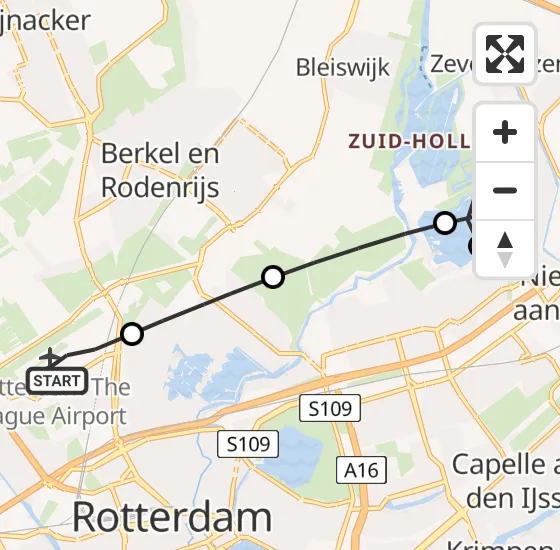 Vlucht Traumahelikopter PH-HVB van Rotterdam The Hague Airport naar Rotterdam op dinsdag 30 juli 2024 19:19