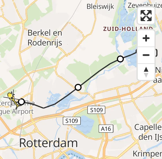 Vlucht Traumahelikopter PH-HVB van Rotterdam naar Rotterdam The Hague Airport op dinsdag 30 juli 2024 19:53