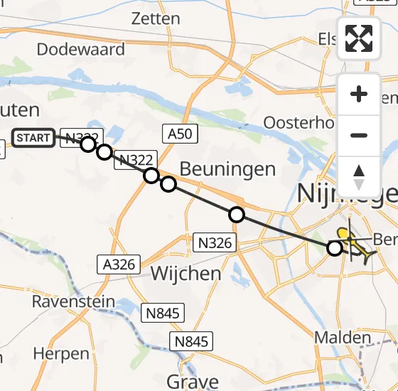 Vlucht Traumahelikopter PH-LLN van Afferden naar Radboud Universitair Medisch Centrum op dinsdag 30 juli 2024 20:17
