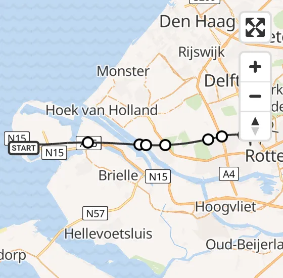 Vlucht Traumahelikopter PH-HVB van Maasvlakte naar Rotterdam The Hague Airport op dinsdag 30 juli 2024 22:45
