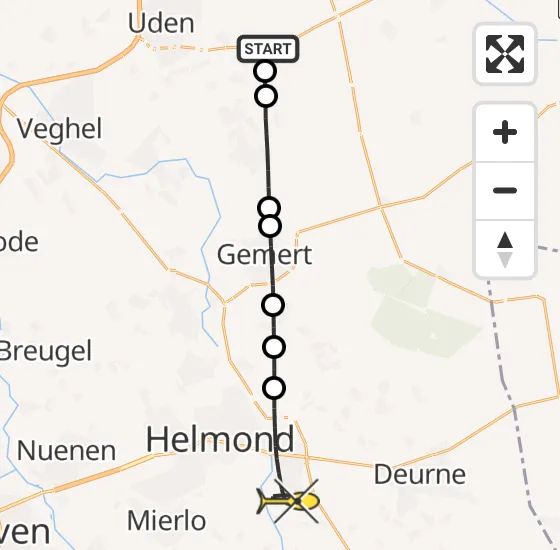 Vlucht Traumahelikopter PH-LLN van Vliegbasis Volkel naar Helmond op dinsdag 30 juli 2024 23:52
