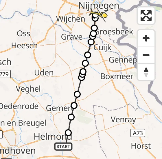 Vlucht Traumahelikopter PH-LLN van Helmond naar Radboud Universitair Medisch Centrum op woensdag 31 juli 2024 0:41