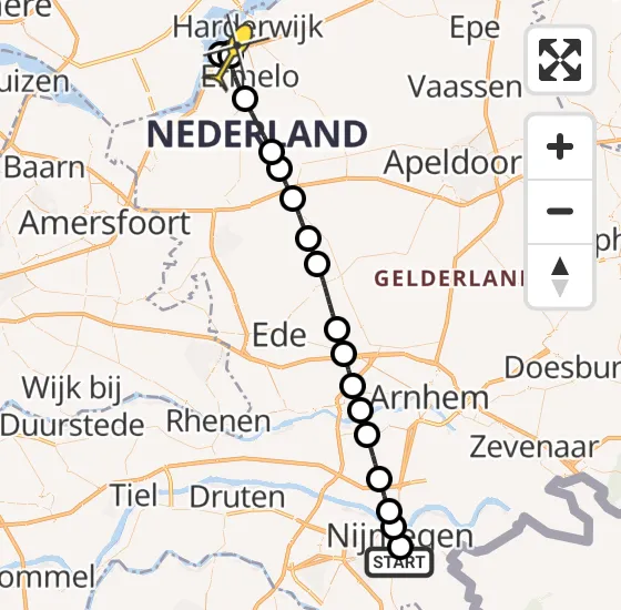 Vlucht Traumahelikopter PH-LLN van Radboud Universitair Medisch Centrum naar Harderwijk op woensdag 31 juli 2024 1:24