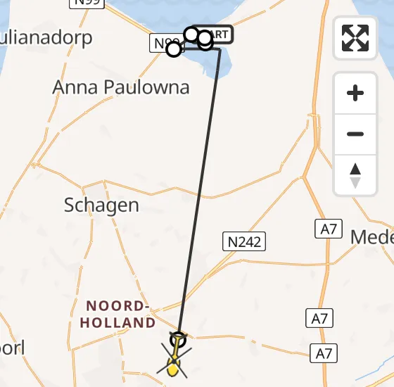 Vlucht Politiehelikopter PH-PXB van Westerland naar Heerhugowaard op woensdag 31 juli 2024 5:47