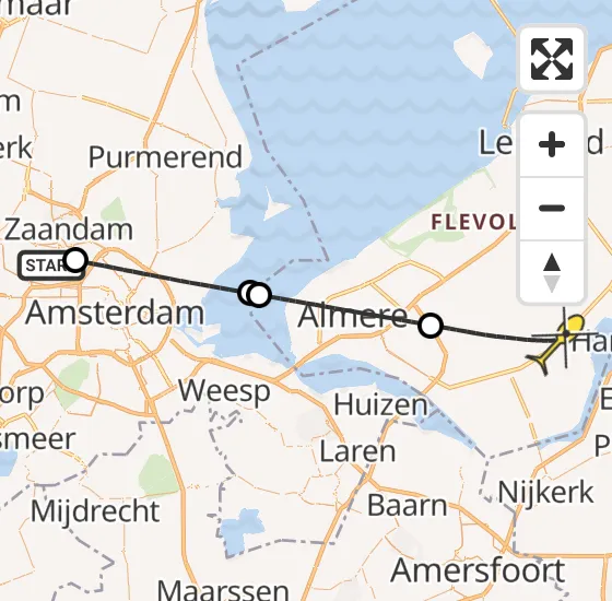Vlucht Traumahelikopter PH-DOC van Amsterdam Heliport naar Zeewolde op woensdag 31 juli 2024 9:29