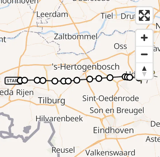 Vlucht Traumahelikopter PH-LLN van Oosterhout naar Vliegbasis Volkel op woensdag 31 juli 2024 12:54