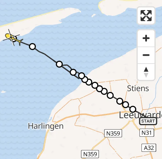 Vlucht Ambulancehelikopter PH-OOP van Leeuwarden naar Striep op woensdag 31 juli 2024 14:00
