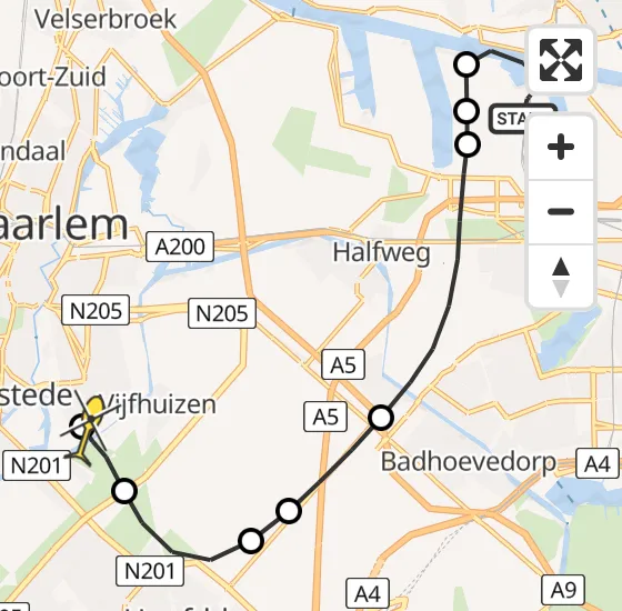Vlucht Traumahelikopter PH-DOC van Amsterdam Heliport naar Haarlem op woensdag 31 juli 2024 16:04