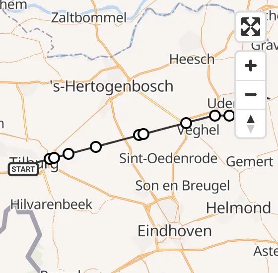 Vlucht Traumahelikopter PH-LLN van Tilburg naar Vliegbasis Volkel op woensdag 31 juli 2024 17:54