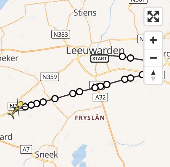 Vlucht Traumahelikopter PH-MAA van Leeuwarden naar Wommels op woensdag 31 juli 2024 19:31